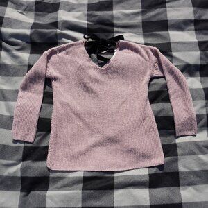 Francescas Pink Sparkle Wrap Alya Ribbon Knit Sweater